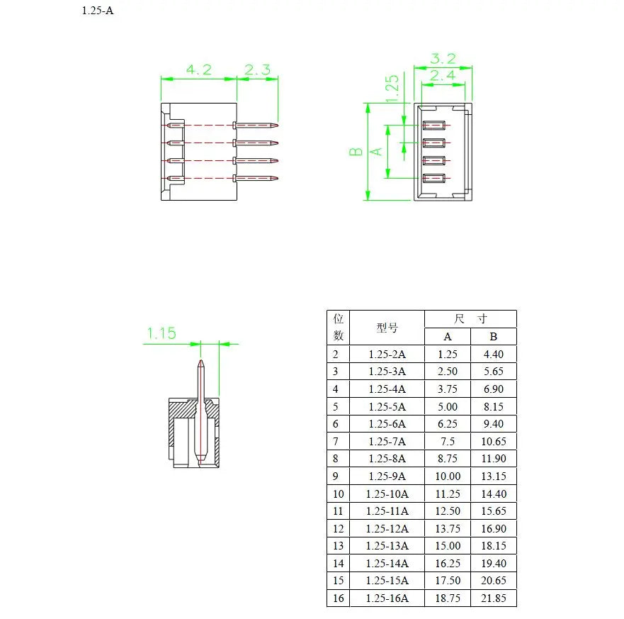50Pcs MICRO JST 1.25 2/3/4/5/6 Pin Connector 1.25MM PITCH Horizontal Straight Header / Housing / Terminal 1.25-2p/3p/4p/5/6P