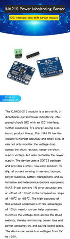 INA219 I2C Interface Zero Drift Bidirectional Current/Power Monitoring Sensor Module