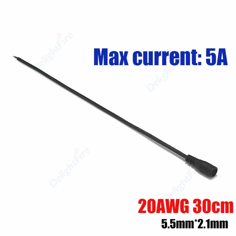 1-100pcs DC Power Pigtail Cable 5.5 2.1mm Female Male Plug 5V 12V Jack Connector Wire For CCTV Camera LED Strip Power Adapter