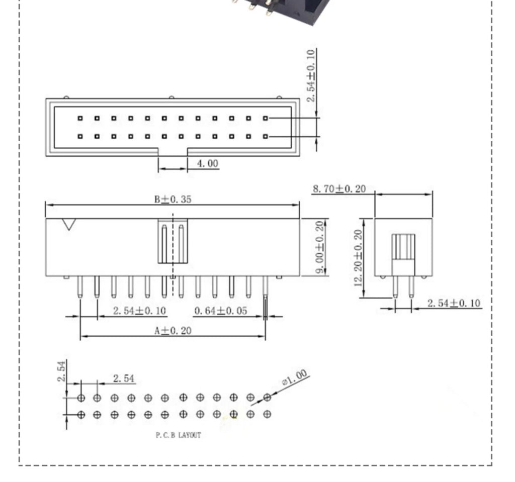 10PCS IDC/JTAG 2.54 DC3 Male Pin PCB Header Connector 2*3/4/5/6/7/8/26/40P Straight Shrouded Socket Box header pitch 2.54mm