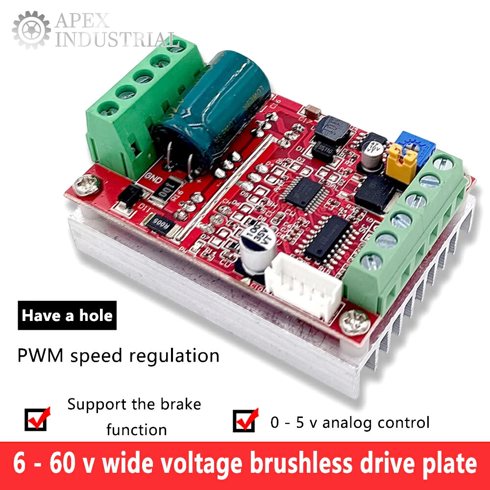 ZS-X11H DC 6-60V 400W Three Phase DC Brushless Motor Controller BLDC PWM Hall Motor Control Driver Board 12V 24V 48V