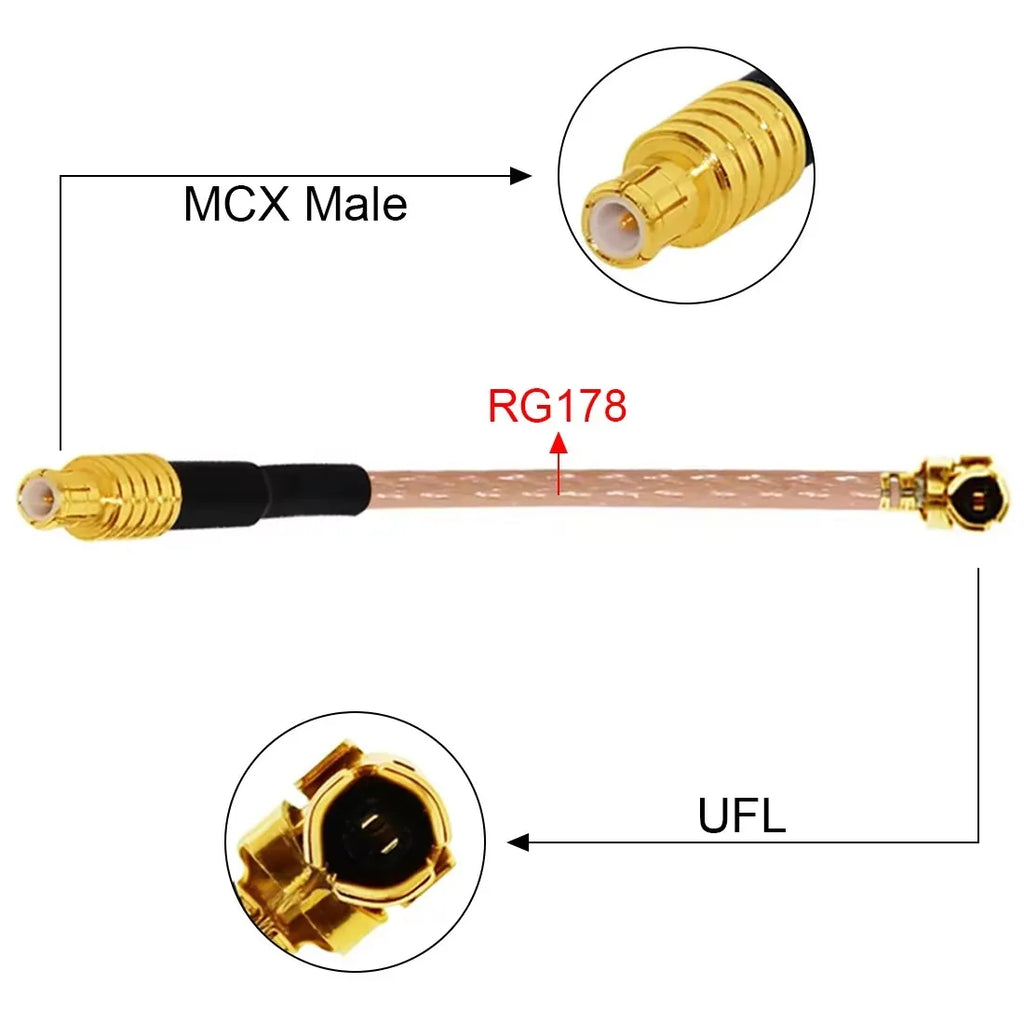 1PC MCX /MMCX Plug Jack Connector to UFL Pigtail Cable Adapter RG178 10cm For Wireless Modem