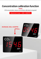 CO2 Carbon Dioxide Detector Sensor CO2 Monitor with Alarm NDIR Infrared Air Quality Meter Sensor Tester for Home Greenhouse