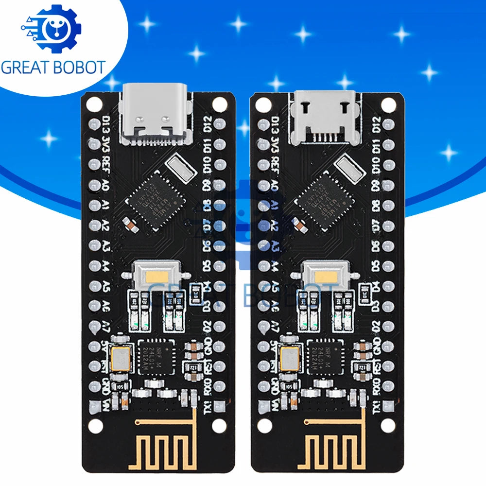 RF-Nano for Arduino Nano V3.0, Micro USB Nano Board ATmega328P QFN32 5V 16M CH340, Integrate NRF24l01+2.4G wireless