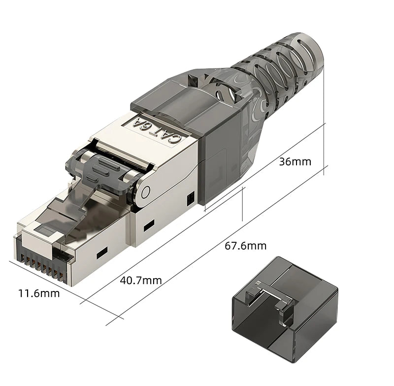 BYXGD Toolless RJ45 Connectors 100Mbps 1000Mbps 10Gbps Tool Free Reusable Cat5e Cat6a Cat7 Metal Plug Ethernet Plug Shielding