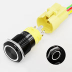 16/19/22mm IP67 Waterproof Push Button Switch LED Ring Light Momentary/Latching Harness Connector Car Engine Power Switches
