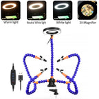 Flexible Holder Alligator Arms Soldering Helping Hands Table Clamp Pcb Board Adjustable Welding Repair Third Hand Tool Magnifier