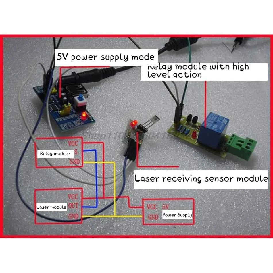Laser Receiver Sensor Module + KY-008 650nm Laser Transmitter Module For AVR Electrical Equipment Tools