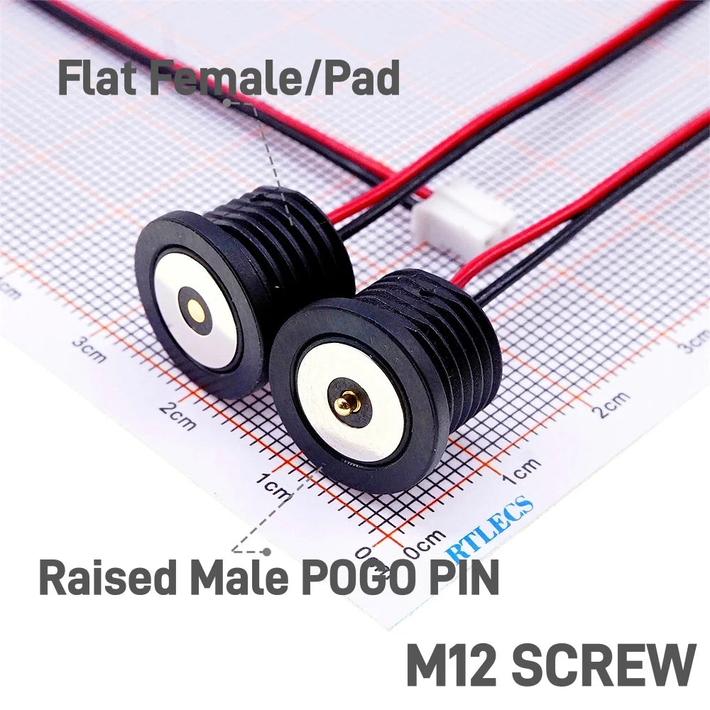 Circular High Current 3A 12V Magnetic Connector Threaded Panel Mount Holes Self-Locking Waterproof Terminals Charging Wire PH2.0