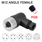 Cloweit IP67 M12 Sensor Connector Waterproof Male&Female Plug Screw Threaded Coupling  3 4 5 8 12 Pin A Type Angle Electrical