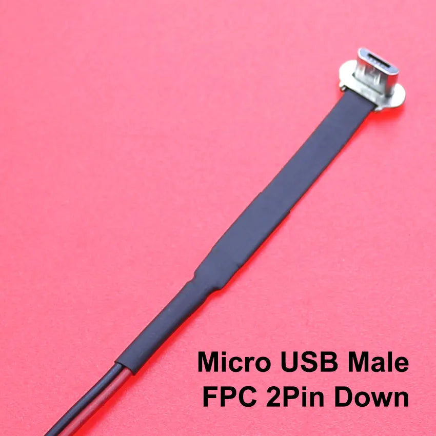 Micro USB Type-C Connector FPC 2Pin 3Pin W/ Resistor R1 Soft Flat Cable Male Charging Cable Fast Charge Wire Extention For Phone