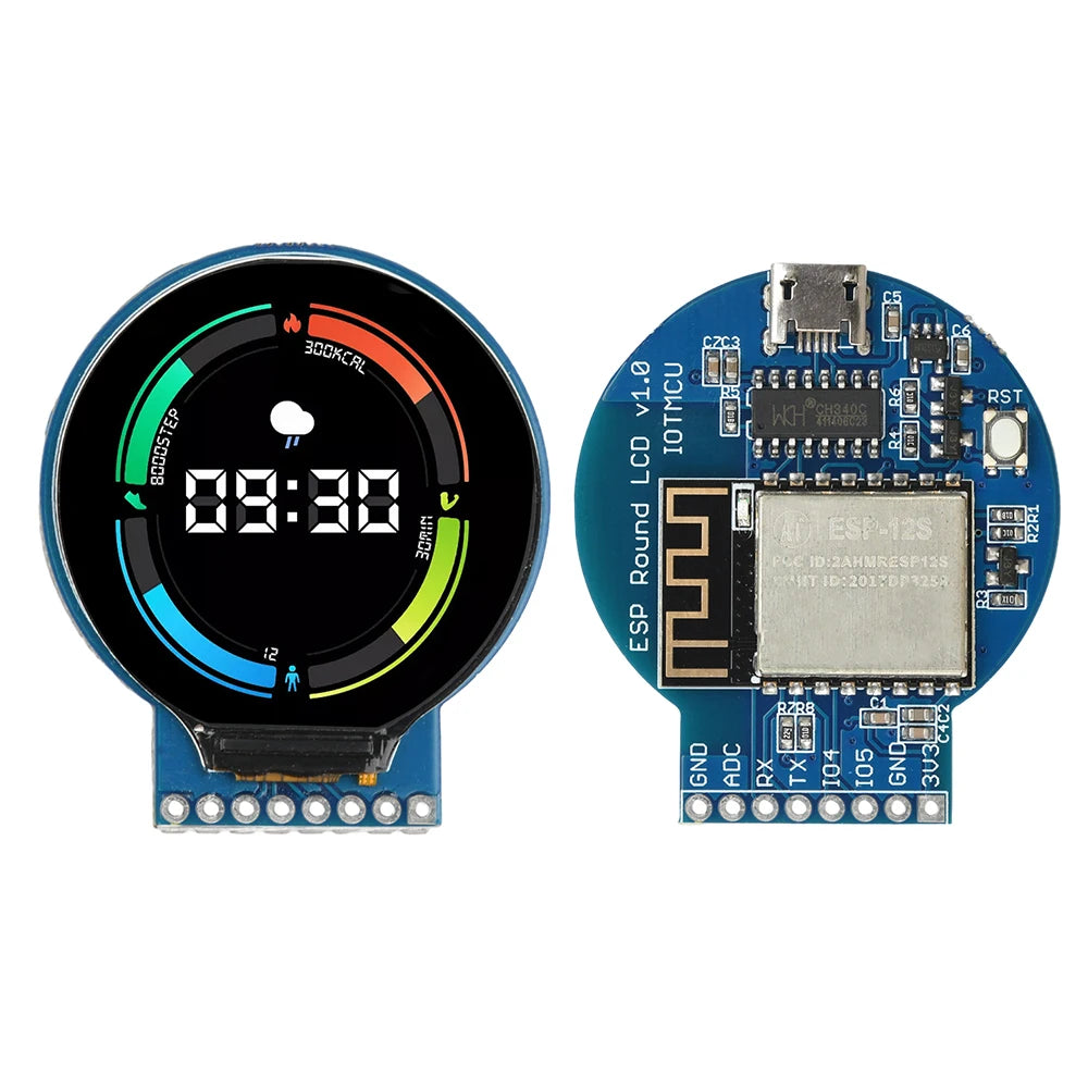 1.28-inch Circular LCD Display ESP8266 Development Board NodeMCU Expansion with GC9A01 Chip 240x240 Resolution for IoT Projects