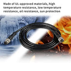 M12 5-Pin Male A-Code Straight Connector Cable, 5M Length, 22 AWG, Molded Ethernet Extension Cord