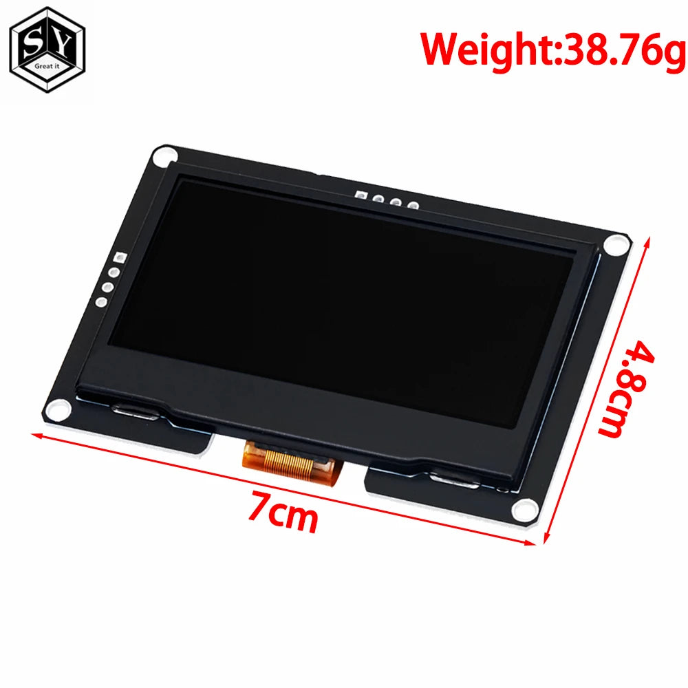 GREAT IT  2.42" 2.42 inch LCD Screen White BLUE 128x64 OLED Display Module IIC I2C SPI Serial for C51 SPD0301