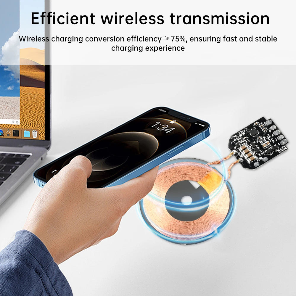 5Pcs Wireless Charging Transmitter Module Supports 5W 10W 15W Wireless Charging QC 2.0 Adapter Electromagnetic Induction Charger