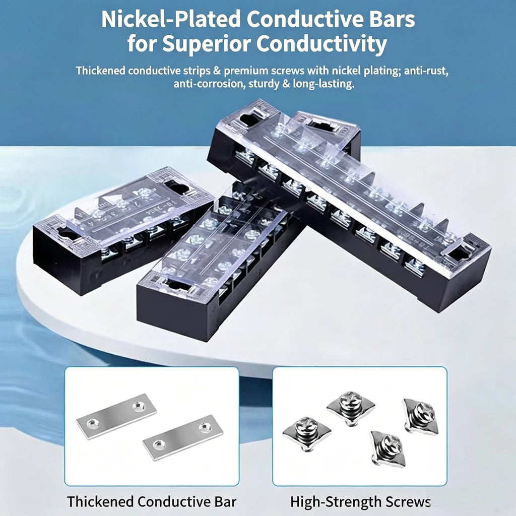 Dual Row Strip Screw Terminal Block TB1503-TB151 15A  Fixed Wiring Board Wire Connector for Electronic Components