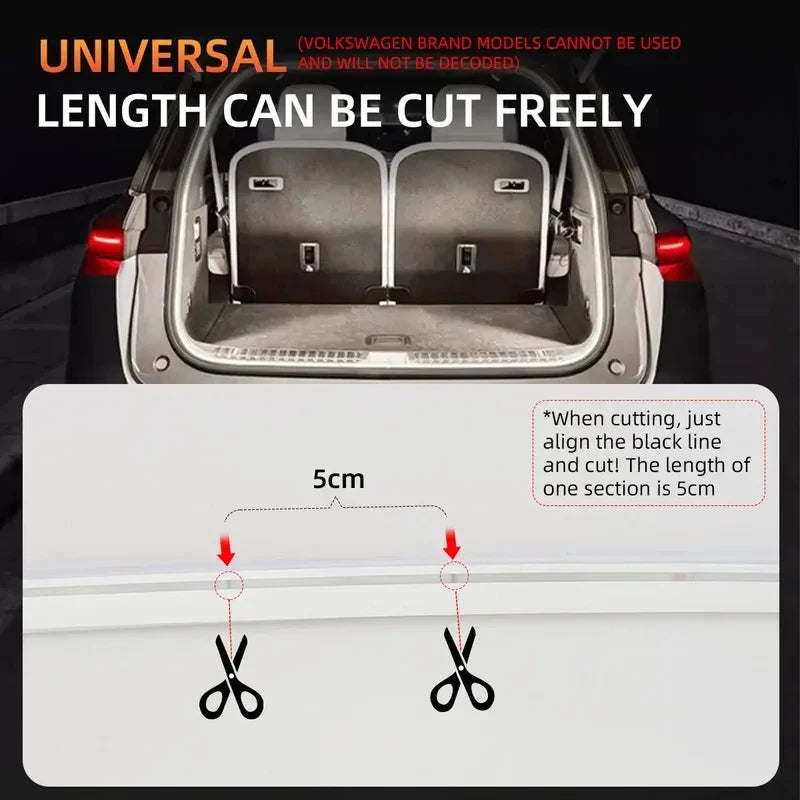 Car high brightness trunk lighting ambient light interior decoration LED wiring free automatic sensing tailgate light strip