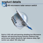 5.8G Embedded Ceiling Microwave Radar Sensor Switch AC85-250V Automatic Induction Sensor Body Motion Detector 5.8GHz Sensor