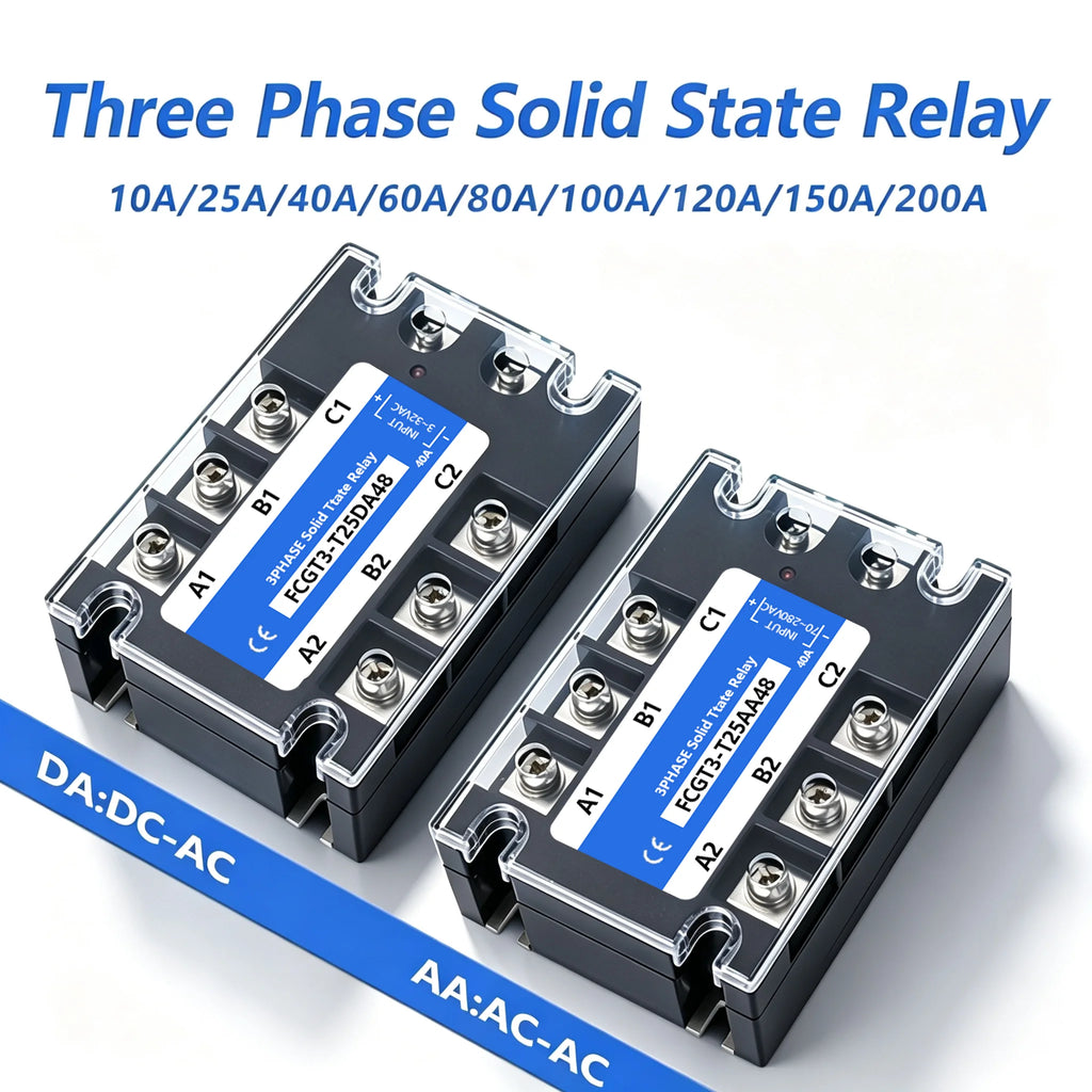 Three-phase Solid State Relay SSR 3 Phase 10A 25A 40A 60A 80A 100A 120A 150A 200A AC Control AC DC Control AC 25DA 380VAC