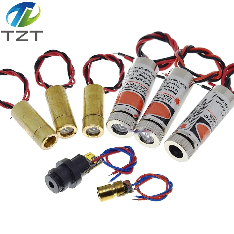 TZT 650nm 5mW 6MM 9MM 12MM Red Point / Line / Cross Laser Module Head Glass Lens Focusable Focus Adjustable Laser Head