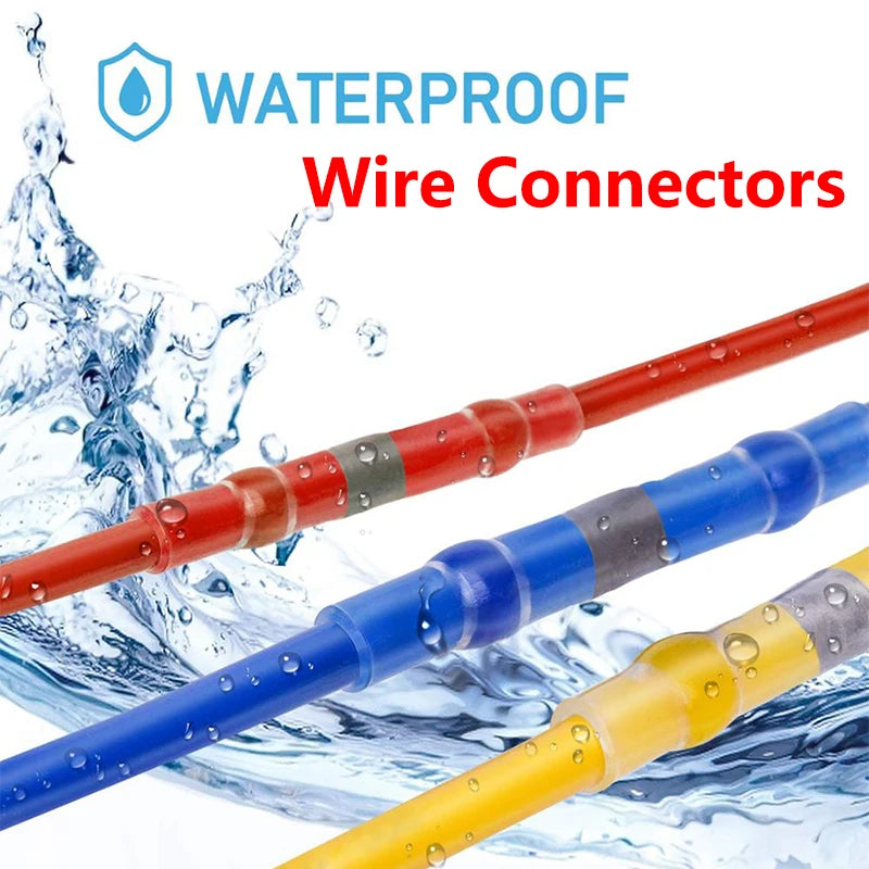 50-1000Pcs Heat Shrink Butt Crimp Terminals Waterproof Solder Seal Electrical Butt Connectors Wire Cable Splice Terminal Kit
