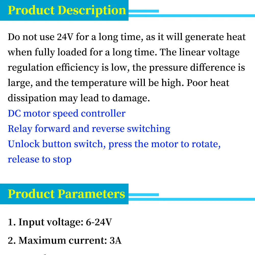 DC 6V 12V 24V PWM DC motor speed controller forward and reverse switch Linear actuator motor controller adjustable Speed Control