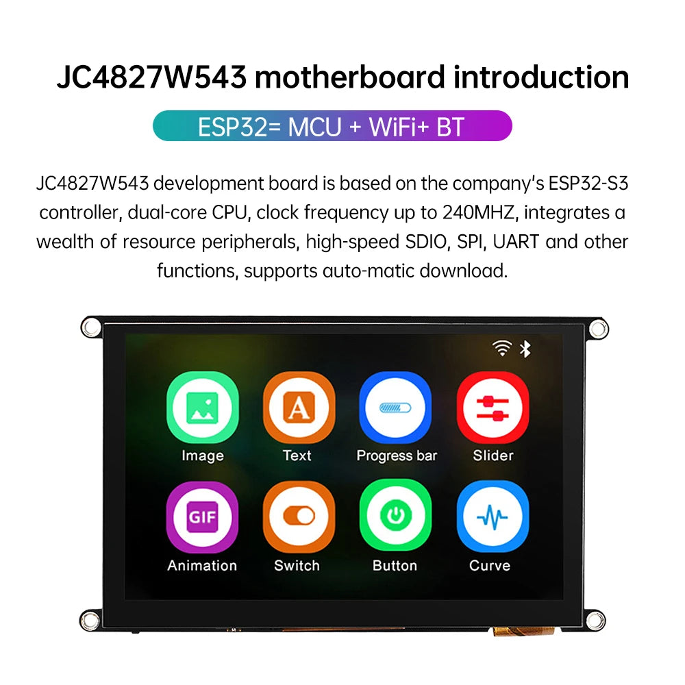ESP32-S3 N4RE 4.3-inch/5-inch WIFI Bluetooth development board with IPS HD capacitive touch screen LCD display module