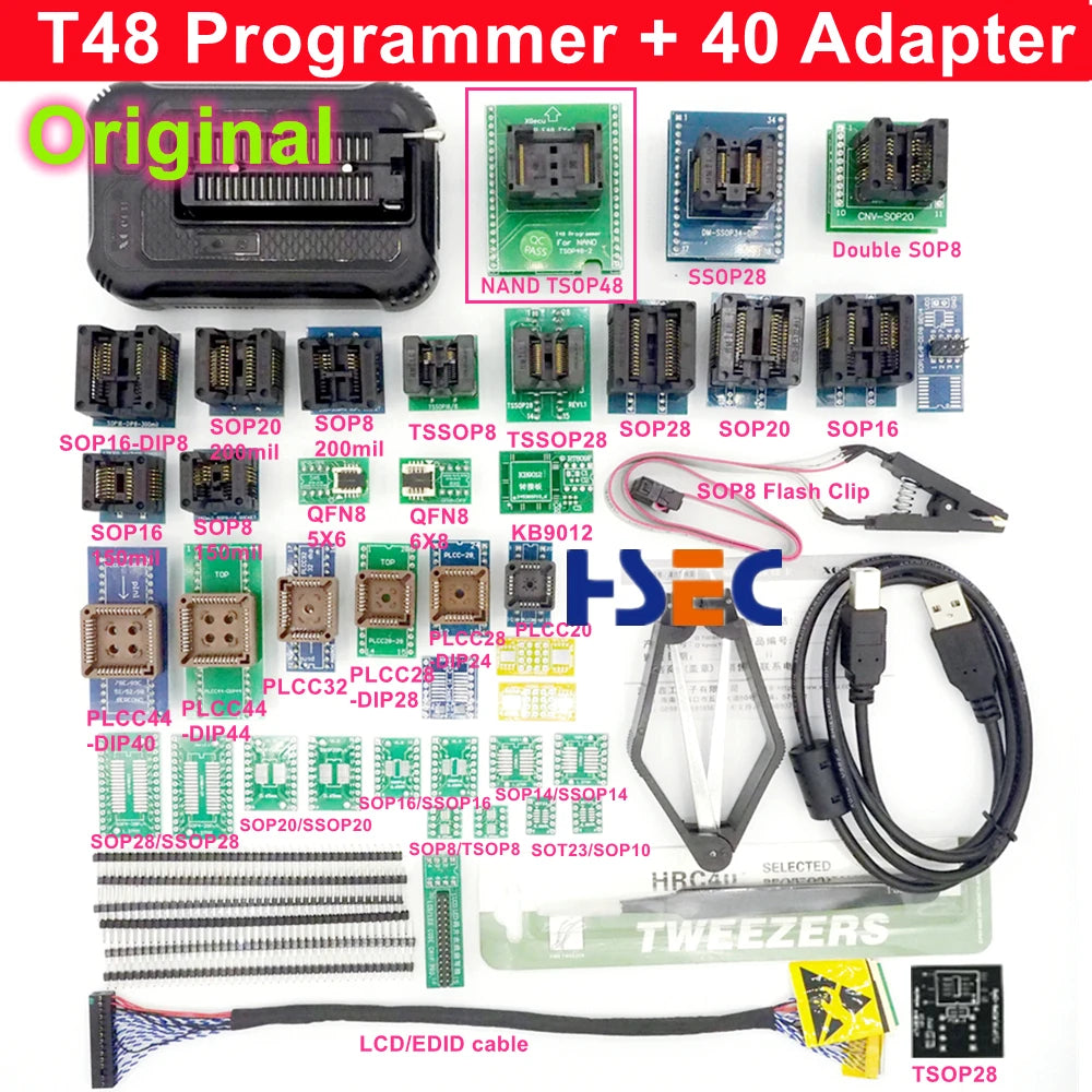 XGecu T48 Programmer [TL866-3G] TL866II Plus upvertionfor SPI/Nor/NAND FlashTSOP/SOP//EMMC BGA153/162/169/100/221 adapter socket