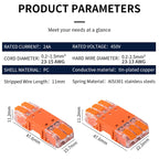 5Pcs Quick Lever Wire Connectors for Compact Plug In Male Female Terminals Blocks Home Wiring Orange 24A 20-13AWG