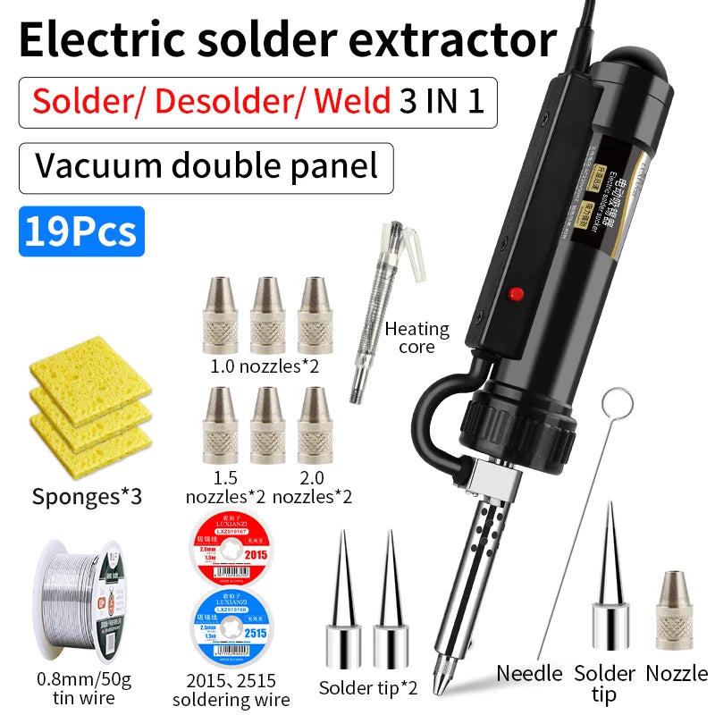 LUXIANZI 40W Desoldering Machine 2IN1 Electric Soldering Iron Suction Tin Sucker Vacuum Gun Hand Welding Tool Desoldering Pump