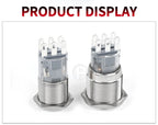 2NO2NC 16/19/22mm Waterproof Metal Push Button Switch LED Light Momentary Car Engine Power Switch 3/6/12/24/220V silver 1NO1NC