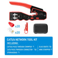 Cat6 Pass Through Network Tool Kit RJ45 Crimping Plier, Stripper, Single Row Cat6 Connectors 8P Boots EVA Case