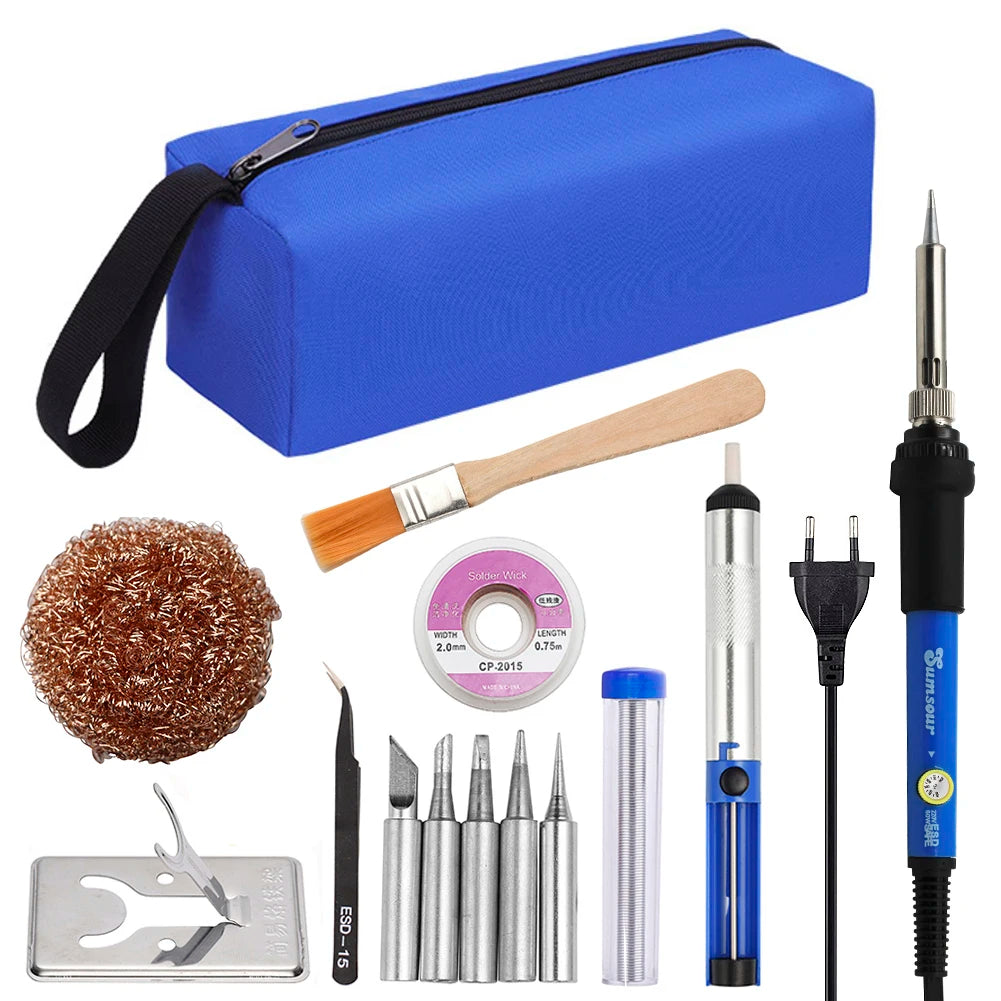 Sumsour Electric Soldering Iron 60W 220V / 110V Adjustable Temperature Welding Rework Solder Repair Tools Kit