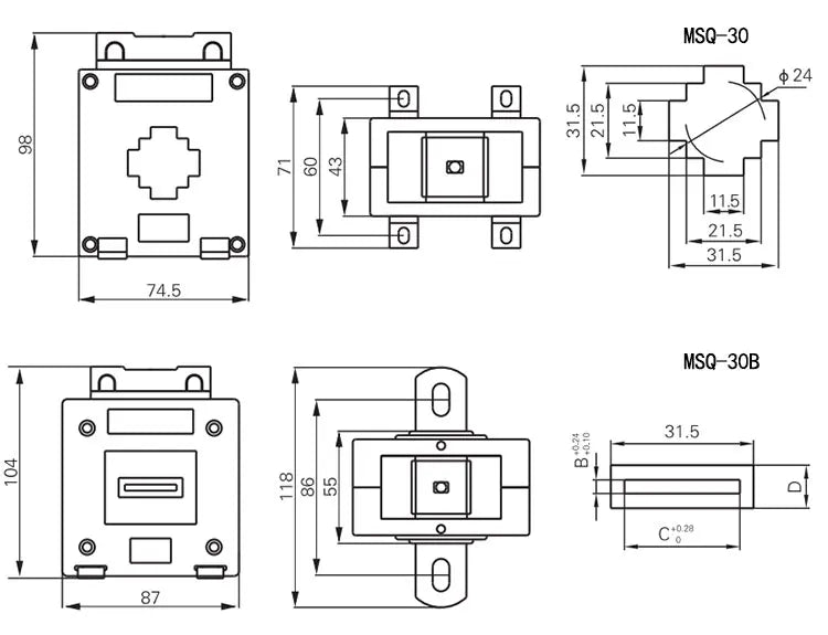 MSQ-30B Current Transformer  5/5A 10/5A 15/5A 20/5A 30/5A 150/5A MES-30B