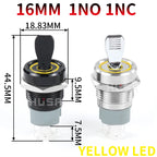 16MM  Self-locking ON-OFF Slide Power High Current Metal Toggle Switch Waterproof Push Button 2 Positions 1NO1NC Illuminated Led