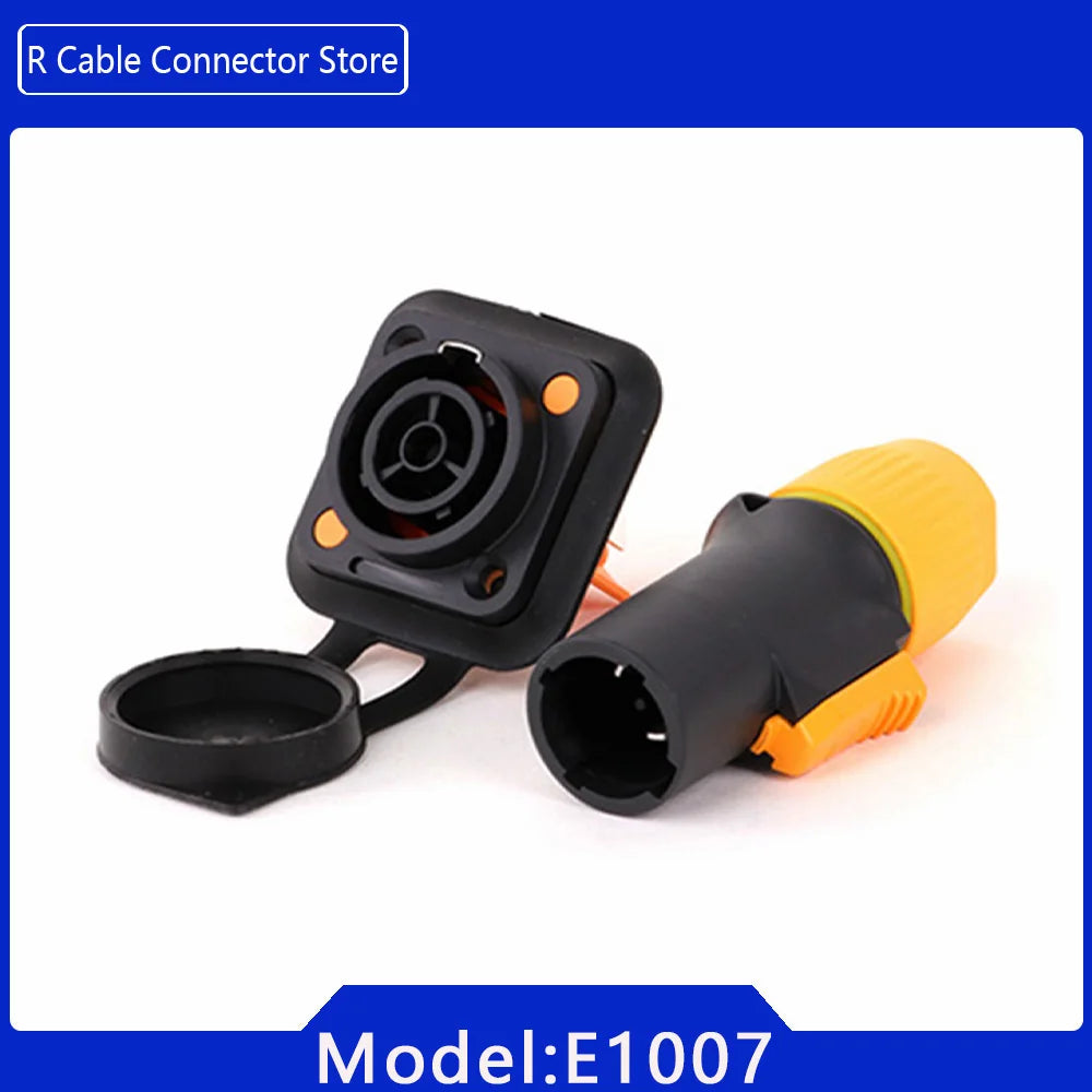 2pcs 3Pins Waterproof IP65 Grade Locking Powercon Male Plug Jack Female Chassis Socket Cable Wire Connector