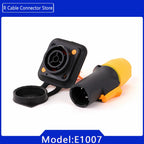 2pcs 3Pins Waterproof IP65 Grade Locking Powercon Male Plug Jack Female Chassis Socket Cable Wire Connector