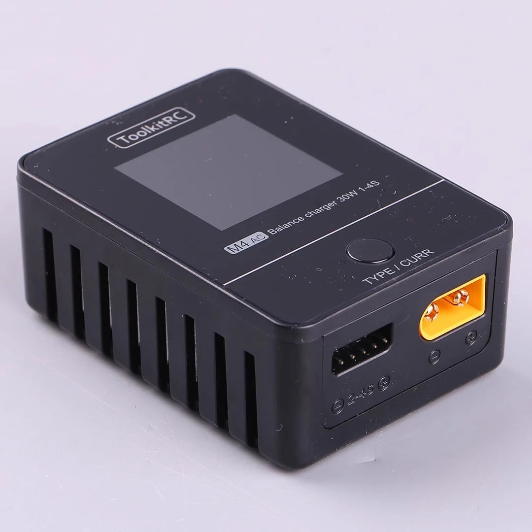 ToolkitRC M4AC 1S 2S 3S Lipo Battery Charger 30W with IPS Display XT30/ XT60 Interface for LiHV NiMh RC Racing Drone Battery