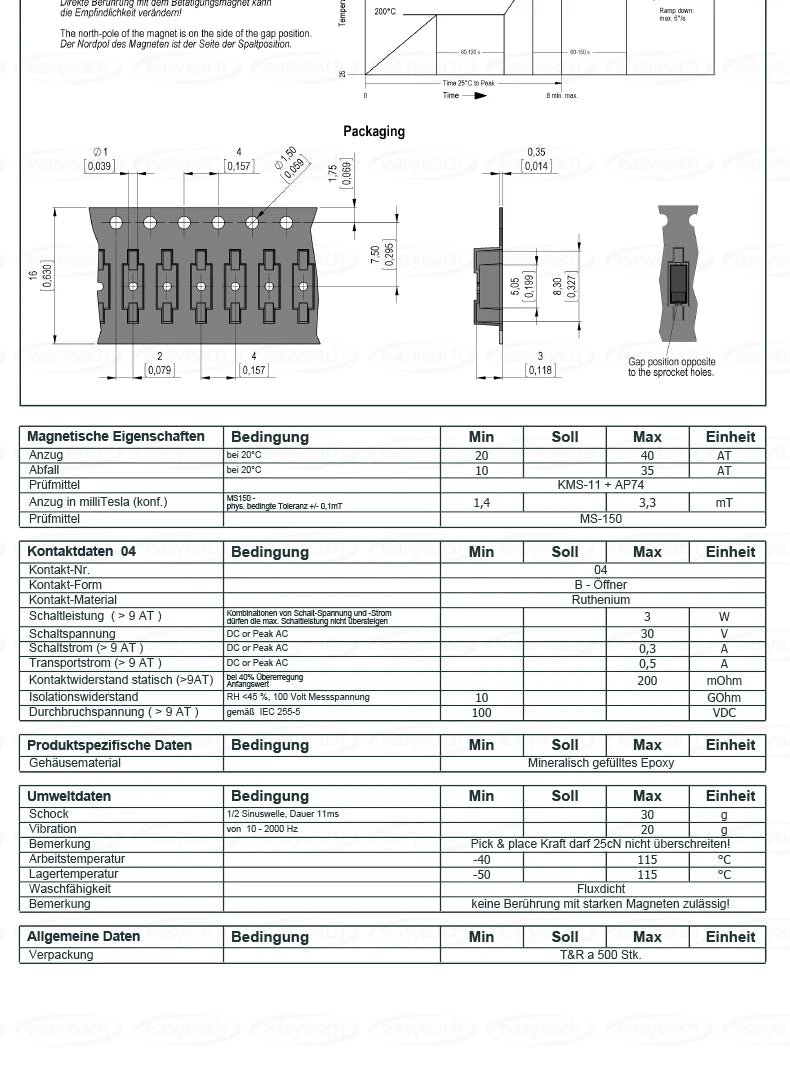 MK24-B-2-OE proximity sensor SMD small reed switch Hall switch 10-15AT 3W 30VDC 0.3A normally closed