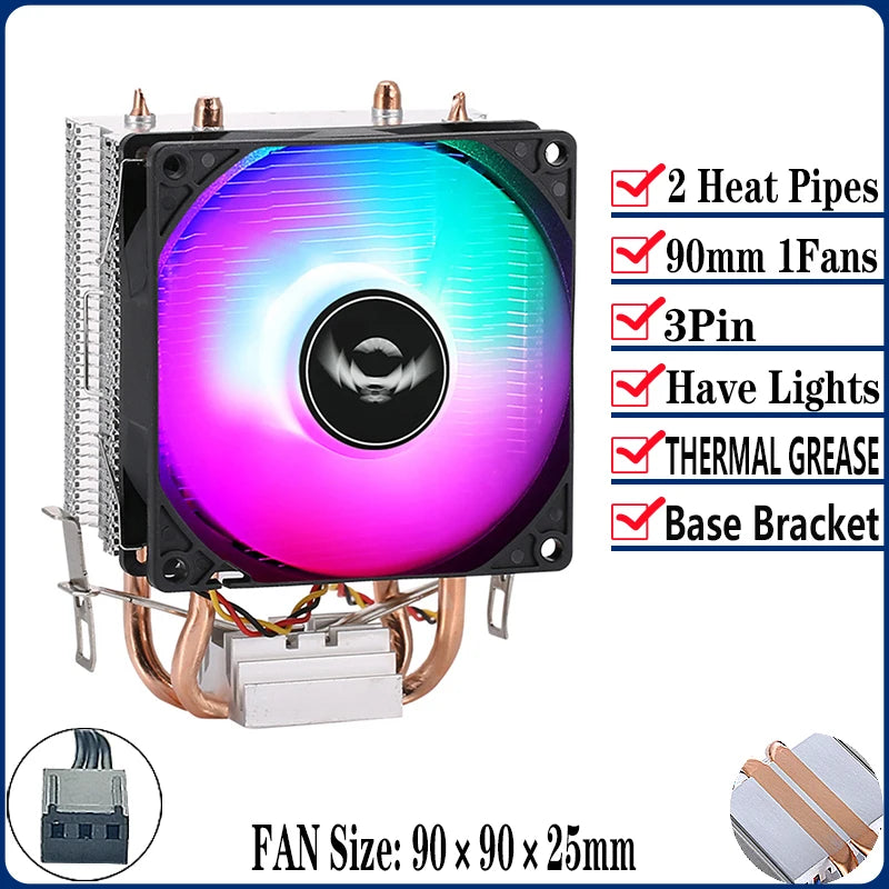 QiuzAim Air-cooled Radiator 2/4/6 Heat Pipe Computer Processor CPU Fan Compatible LGA115x 1200 1700 2011 2066 X79 X99 E5 AM4 AM5