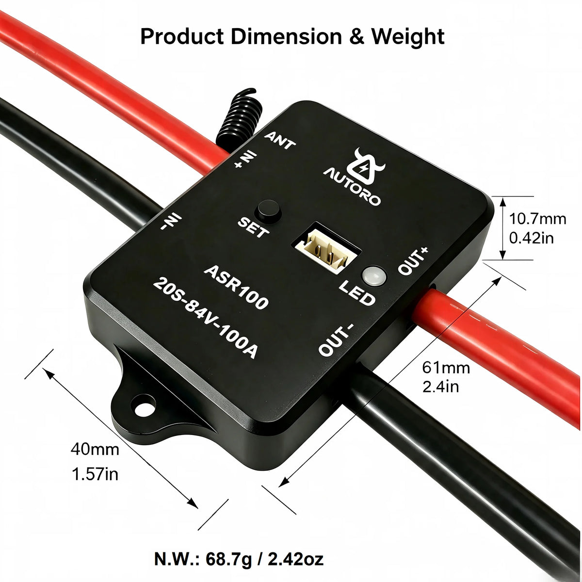 Autoro ASR100 Anti Spark Power Switch 100A 84V DC – XT90 Connector for ESC Electric Skateboard Scooter RC Car Boat E-Bike,etc