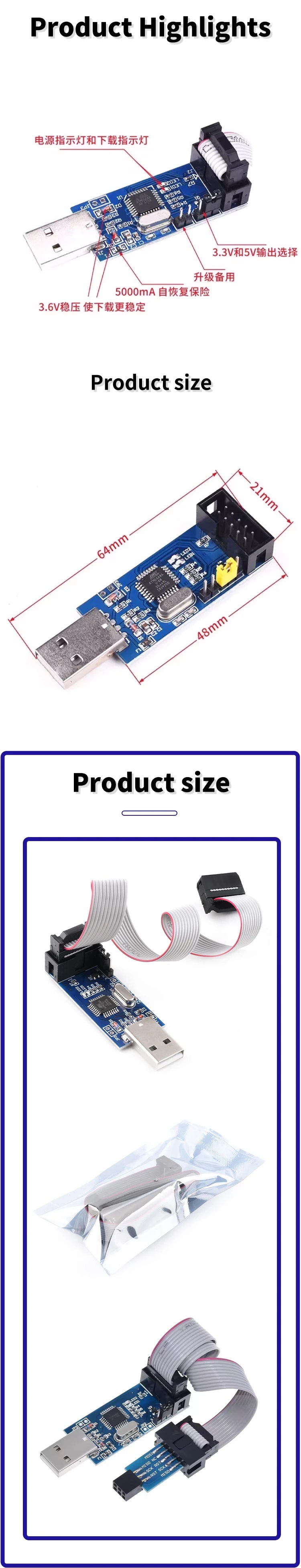 USBASP USBISP AVR Programmer USB ISP Downloader ATMEGA8 ATMEGA128 AVR USB ASP Downloader Firmware Update Tool for Arduino DIY