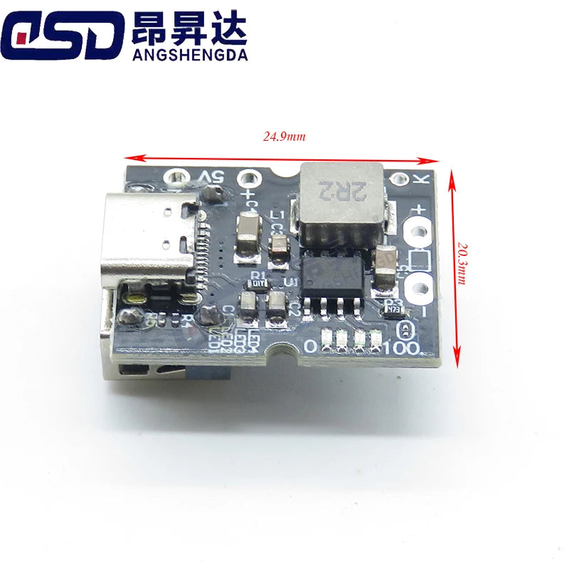 5V 2A Type-C USB Boost Converter Module with LED Display Charging Protection Board for 3.7V/4.2V Li-ion Battery DIY Power Bank