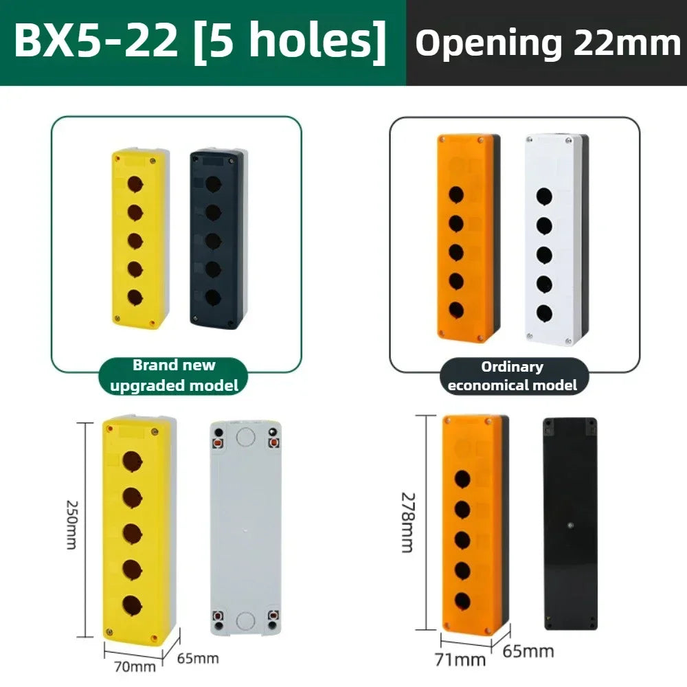 1/2/3/4/5 Hole Button Switch Control Box Button Emergency Stop Dustproof Waterproof IP65 Button Thickened Yellow Gray