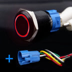 Black Push Button Switch with Wire Led Light 16/19/22mm Waterproof Illuminated  Metal Latching Momentary 5V 12V 220V Red Blue