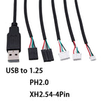 USB Male Female Terminal Data Line To Head JST 1.25/ZH1.5/PH2.0/XH2.54-4Pin Adapter Extension Touch Screen Cord
