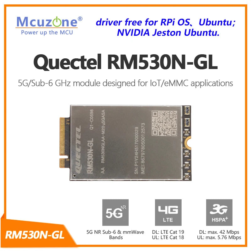 Original Quectel RM530N-GL 5G 4G 3G LTE-A Multi-mode Sub-6G MMWave M.2 Module Multi-constellation GNSS Receiver 3GPP R16