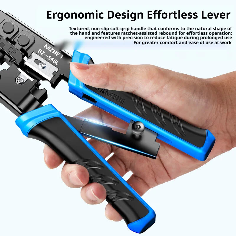 SAMZHE RJ45 Crimper RJ11 RJ45 Crimping Tool Ethernet Network LAN Cable Crimper Cutter Stripper Plier for 6P 8P RJ11 RJ12 RJ45