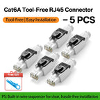 BYXGD Toolless RJ45 Connector Reusable 100/1000Mbps Shielded Cat5e Tool Free Plug