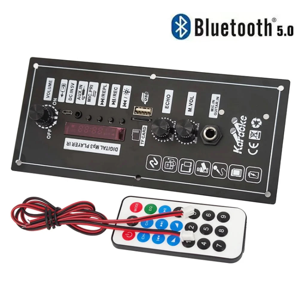 DIY Digital BT Amplifier Subwoofer Board 30W Amp DC 5V MP3 Decoder Board with BT5.0 USB Module and Remote Control for Speakers